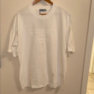 Prada Men's Cream Short Sleeve Tee